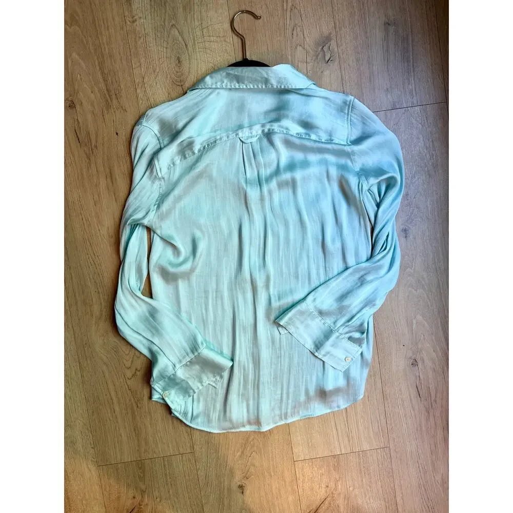 Banana Republic Dillon Classic Fit Button Down Shirt XS Aqua Blue Roll Tab